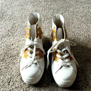 Coconuts by Matisse Sneakers Size 9 High Top tan and rose on White